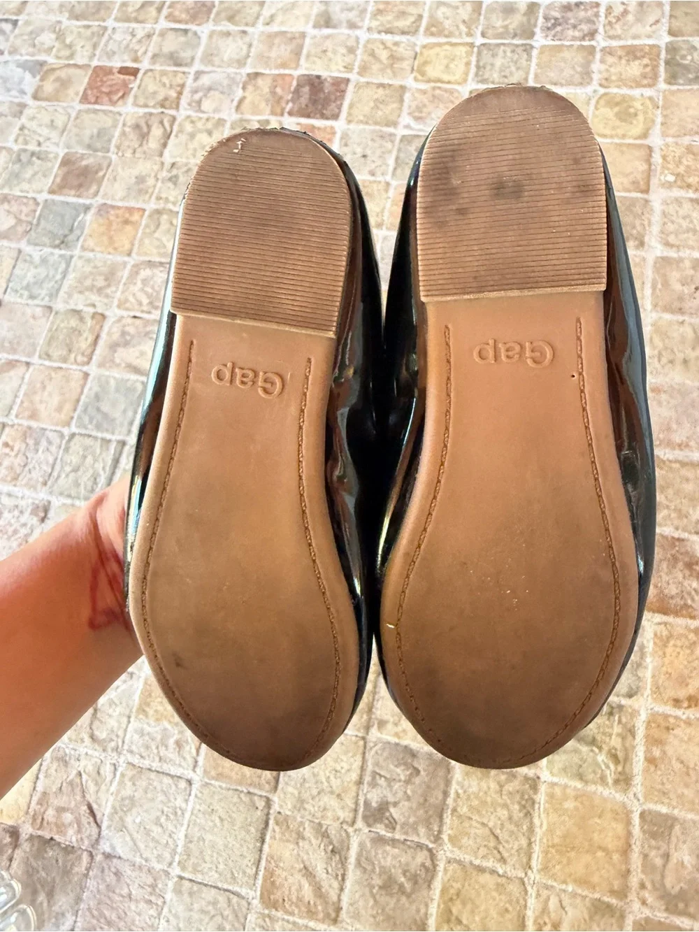 GAP Kids Black Patent Flats with Red Bow